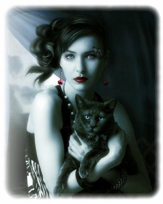 femme et chat...