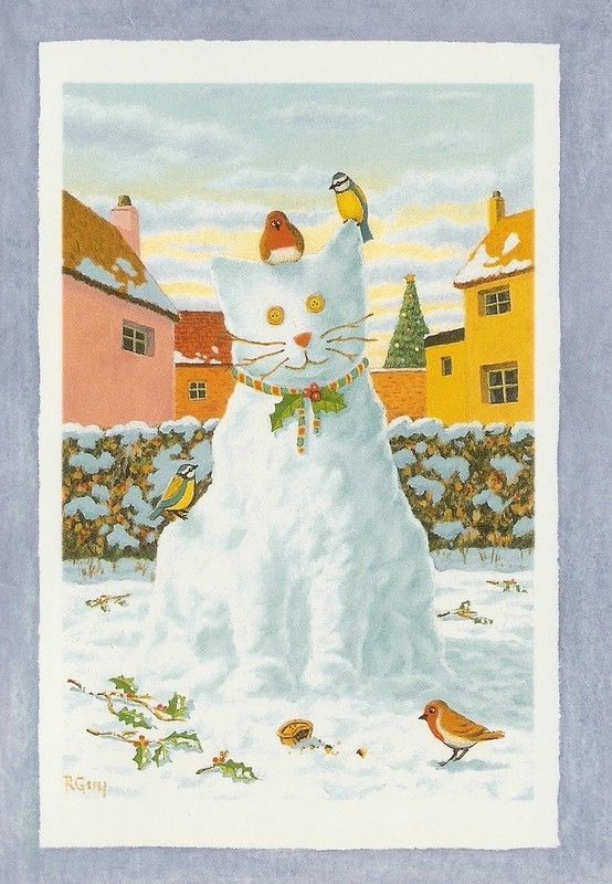 Un beau bonhomme de neige chat